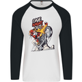 Biker Santa One Night Out Christmas Motorcycle Mens L/S Baseball T-Shirt White/Black