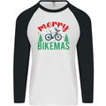 Merry Bikemass Funny Cycling Bicycle Xmas Bike Mens L/S Baseball T-Shirt White/Black