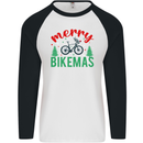 Merry Bikemass Funny Cycling Bicycle Xmas Bike Mens L/S Baseball T-Shirt White/Black