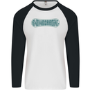 Snowboarding Snow Board Mens L/S Baseball T-Shirt White/Black
