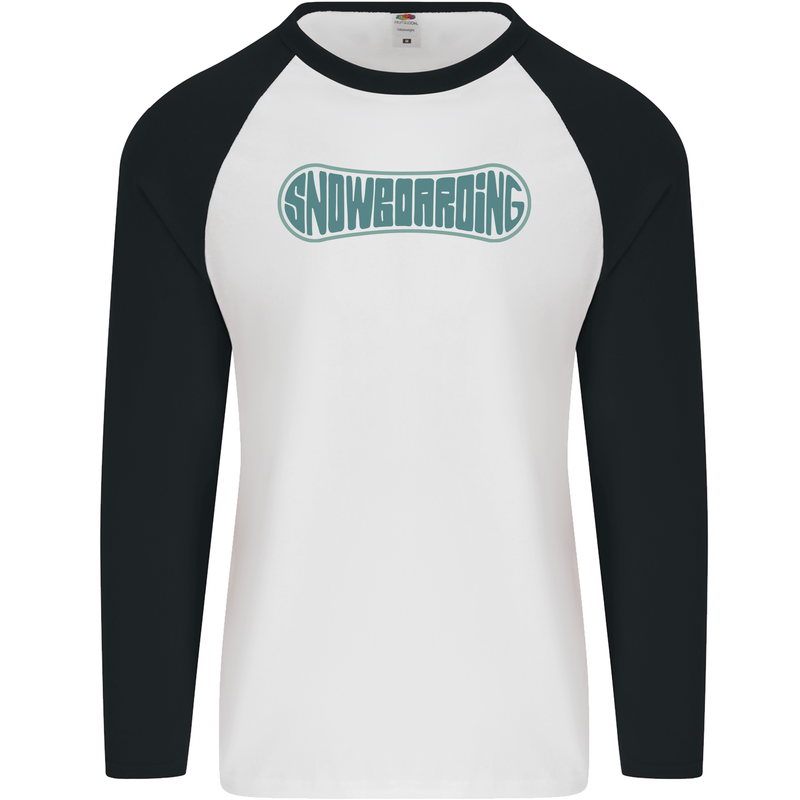 Snowboarding Snow Board Mens L/S Baseball T-Shirt White/Black