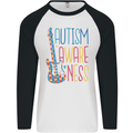 Autism Awareness Guitar Guitarist Mens L/S Baseball T-Shirt White/Black