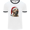 Christmas Golden Labrador Xmas Hat Dog Mens Ringer T-Shirt White/Black