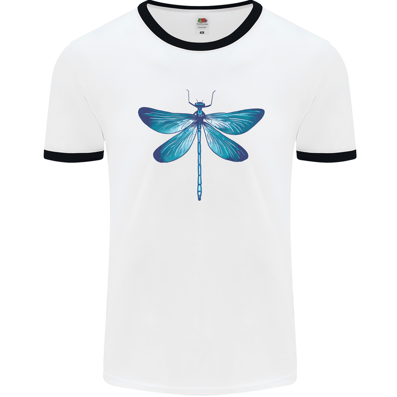 A Blue Dragonfly Mens Ringer T-Shirt White/Black