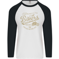 Bikers Speedway Racing Mens L/S Baseball T-Shirt White/Black