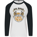 Real Beards Love Mead Funny Beer Alcohol Mens L/S Baseball T-Shirt White/Black