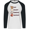 Eat Sleep Smoke Weed Repeat Drugs Cannabis Mens L/S Baseball T-Shirt White/Black