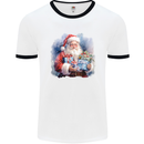 Traditional Santa Christmas Design Xmas Mens Ringer T-Shirt White/Black