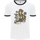 A Steampunk Woman With a Crossbow Mens Ringer T-Shirt White/Black