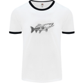 A Pike Fish Drawing Fishing Fisherman Mens Ringer T-Shirt White/Black