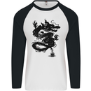 Ink Dragon Tattoo Mens L/S Baseball T-Shirt White/Black
