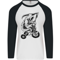 Grim Reaper Trike Bicycle Cycling Gothic Mens L/S Baseball T-Shirt White/Black