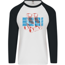 Roller Skating Just Roll With It Boots Mens L/S Baseball T-Shirt White/Black