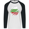 Torn Bulgaria Flag Bulgarian Day Football Mens L/S Baseball T-Shirt White/Black