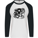 Yin Yang Dragons Japan Japanese Mens L/S Baseball T-Shirt White/Black
