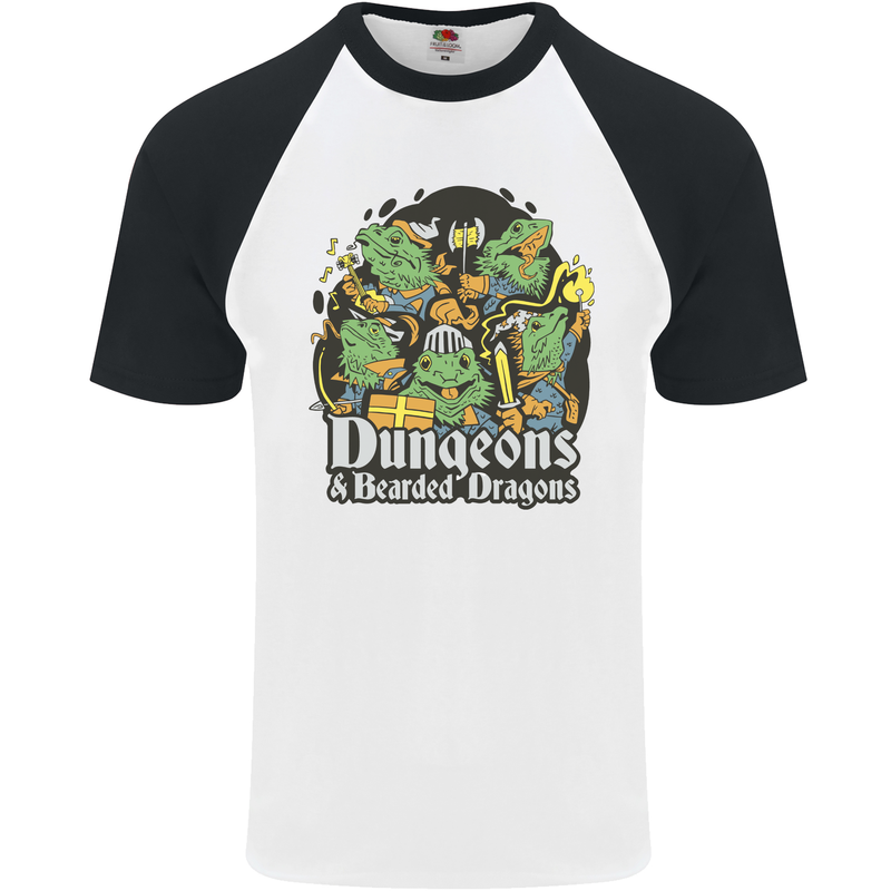 Dungeons & Dragons Role Play Games RPG Mens S/S Baseball T-Shirt White/Black