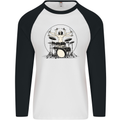 Virtruvian Drummer Funny Drumming Drum Mens L/S Baseball T-Shirt White/Black