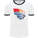 Curled Kiribati Flag Day Football Mens Ringer T-Shirt White/Black
