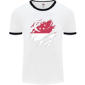 Torn Singapore Flag Singaporean Day Football Mens Ringer T-Shirt White/Black