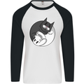 Cat and Dog Yin Yang Mens L/S Baseball T-Shirt White/Black