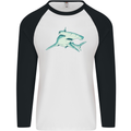 A Hammerhead Shark Mens L/S Baseball T-Shirt White/Black