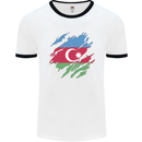 Torn Azerbaijan Flag Azerbaijani Day Football Mens Ringer T-Shirt White/Black