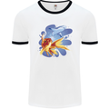 Great White Shark vs Goldfish Mens Ringer T-Shirt White/Black