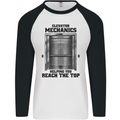 Elevator Mechanic Lift Engineer Mens L/S Baseball T-Shirt White/Black