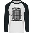 Elevator Mechanic Lift Engineer Mens L/S Baseball T-Shirt White/Black