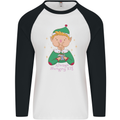 Always Hungry Elf Funny Christmas Food Xmas Mens L/S Baseball T-Shirt White/Black