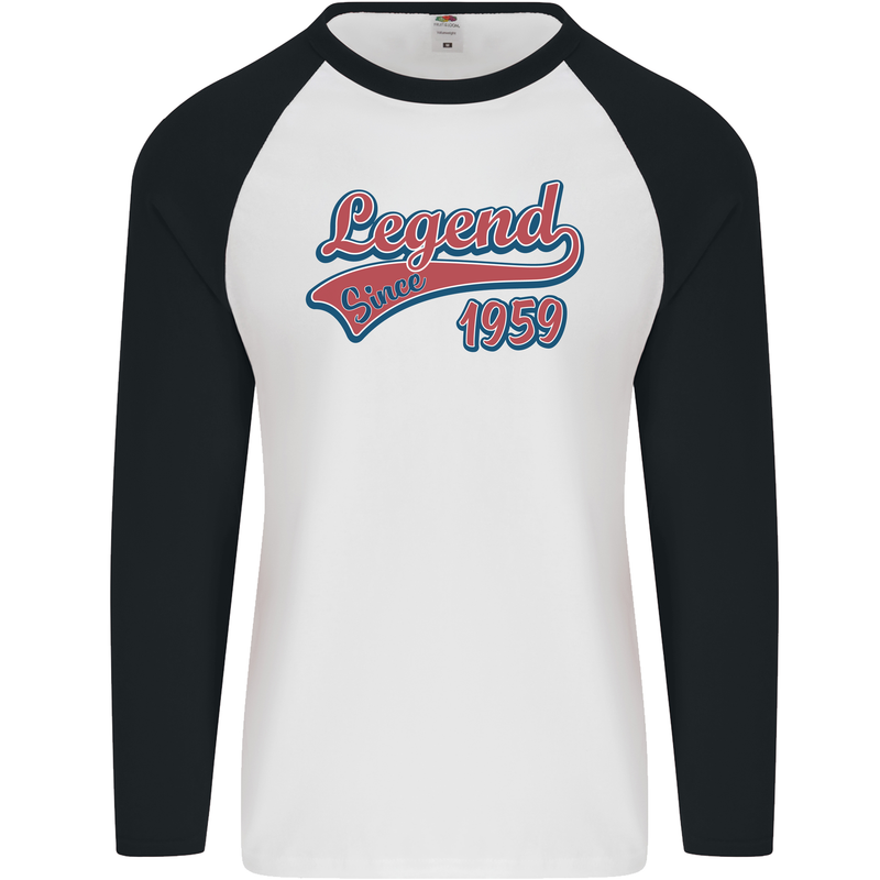 Legend Since 64th Birthday 1959 Mens L/S Baseball T-Shirt White/Black