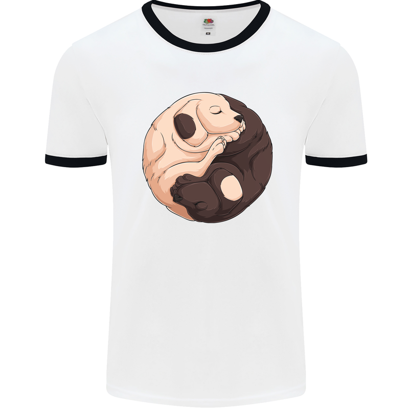 Yin Yang Dogs Mens Ringer T-Shirt White/Black