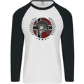 Norway Bodybuilding Flag Gym Training Spartan Mens L/S Baseball T-Shirt White/Black