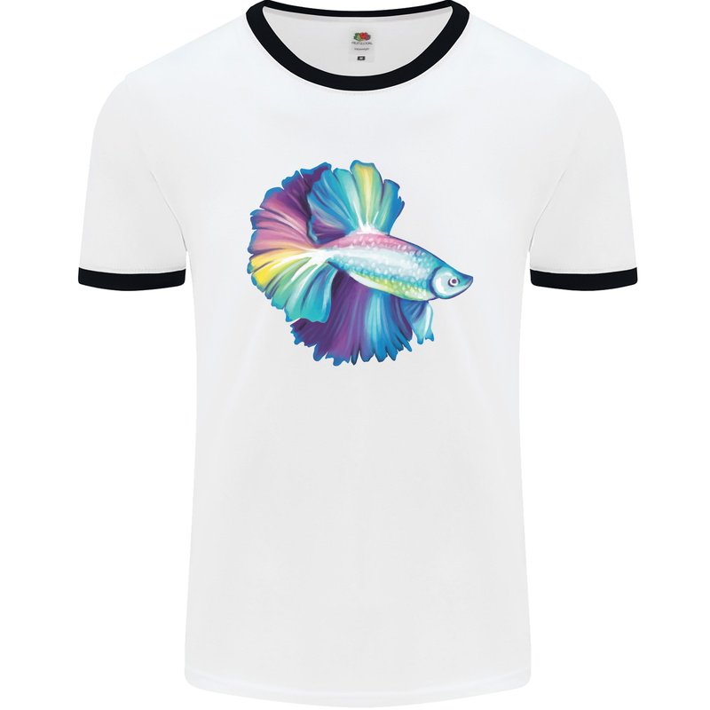 A Colourful Bettafish Aquarium Mens Ringer T-Shirt White/Black