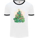 Christmas Dinosaur Xmas Tree T-Rex Funny Mens Ringer T-Shirt White/Black