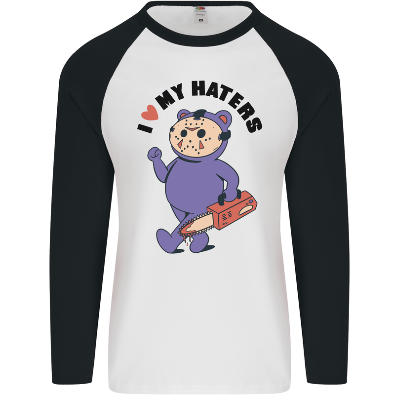 I Love My Haters Funny Halloween Mens L/S Baseball T-Shirt White/Black