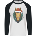 A Christmas Horse Equestrian Mens L/S Baseball T-Shirt White/Black