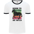 Born to be Wild Horse Riding Equestrian Mens Ringer T-Shirt White/Black