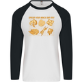 Funny Chicken Humour Chef BBQ Food Cook Mens L/S Baseball T-Shirt White/Black