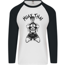 Muay Thai Fighter Mixed Martial Arts MMA Mens L/S Baseball T-Shirt White/Black