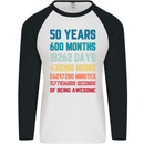 50th Birthday 50 Year Old Mens L/S Baseball T-Shirt White/Black