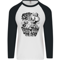 Coffee Raises Me from the Dead Skull Mens L/S Baseball T-Shirt White/Black