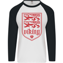 The Vikings Valknut Symbol Lions Valhalla Mens L/S Baseball T-Shirt White/Black