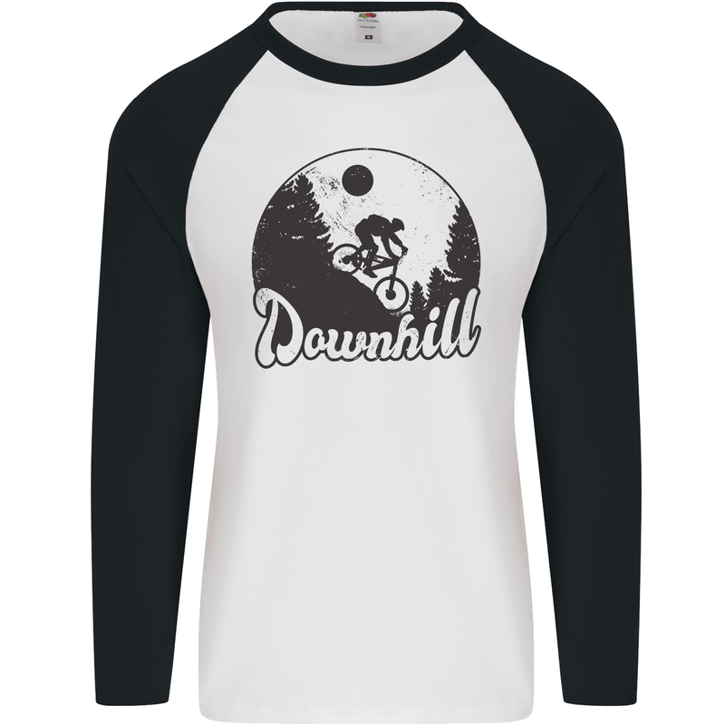 Downhill Mountain Biking Cycling MTB Bike Mens L/S Baseball T-Shirt White/Black