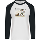 Branch Manager Funny Dog Walking Dad Mens L/S Baseball T-Shirt White/Black