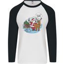 Rude Santa & Rudolf Christmas Funny Xmas Mens L/S Baseball T-Shirt White/Black