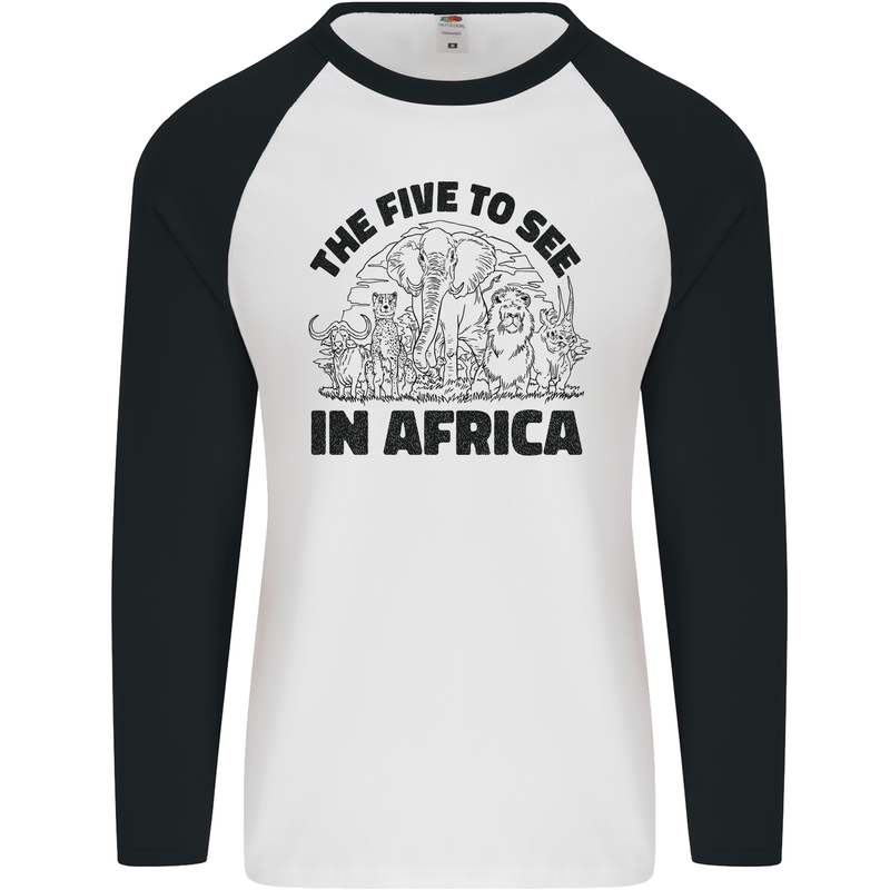 The Five Wild Animas to See in Africa Mens L/S Baseball T-Shirt White/Black