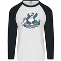 Dabbing Panda Squashing a Unicorn Funny Mens L/S Baseball T-Shirt White/Black