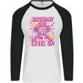 Birthday Girl Level Up Gaming Gamer 6th 7th 8th Mens L/S Baseball T-Shirt White/Black