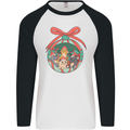 Funny Christmas Cats Bauble Mens L/S Baseball T-Shirt White/Black